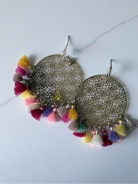 Boho Earrings with Multicolor Tassels